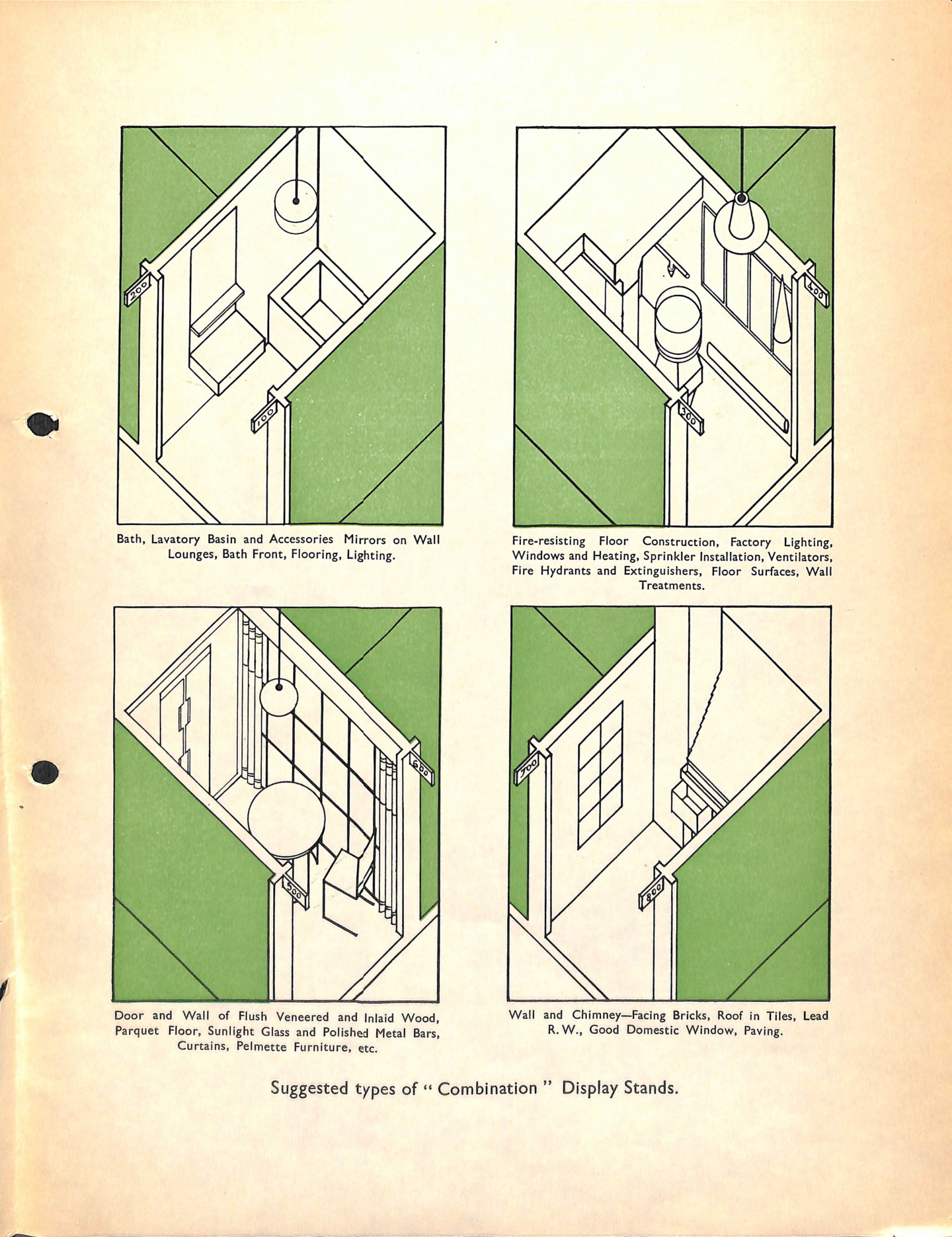 Plan for display stands for materials and products, 1932