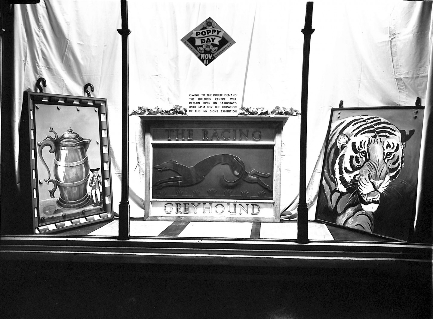 1936 – Inn Signs exhibition window display, 158 Bond Street © Building Centre