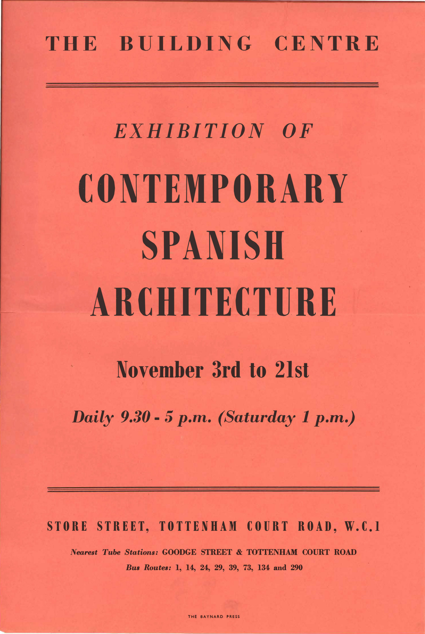 1953 – Building Centre displays the first Contemporary Spanish Architecture exhibition in the UK © Building Centre