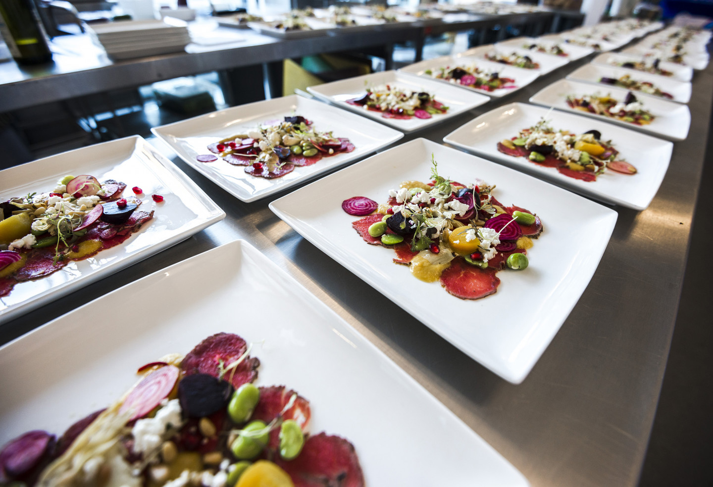 Carpaccio, Heritage Beetroot, Goats Curd & Broad Beans © Mange