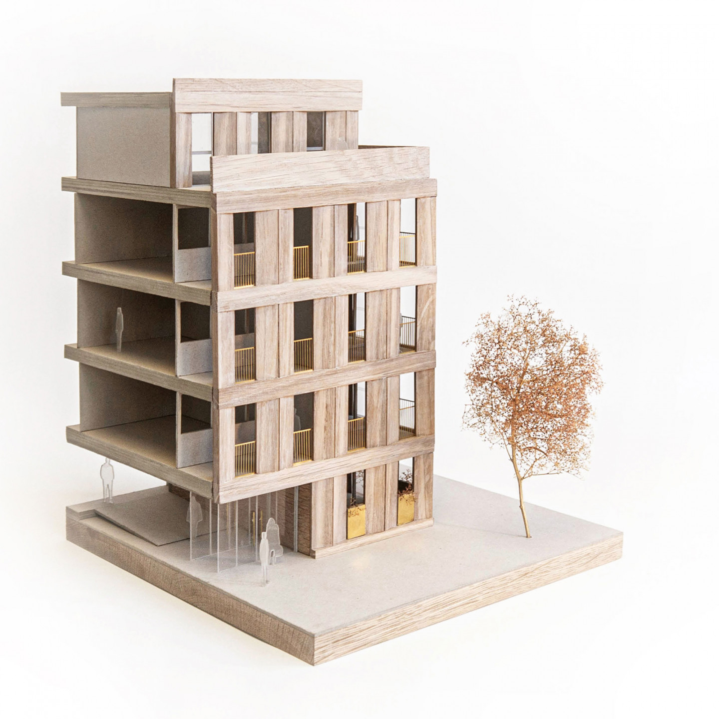 Social Housing Project for Pembury Estate in Hackney by Mowatt & Company. Made fromoak, card and etched metal.