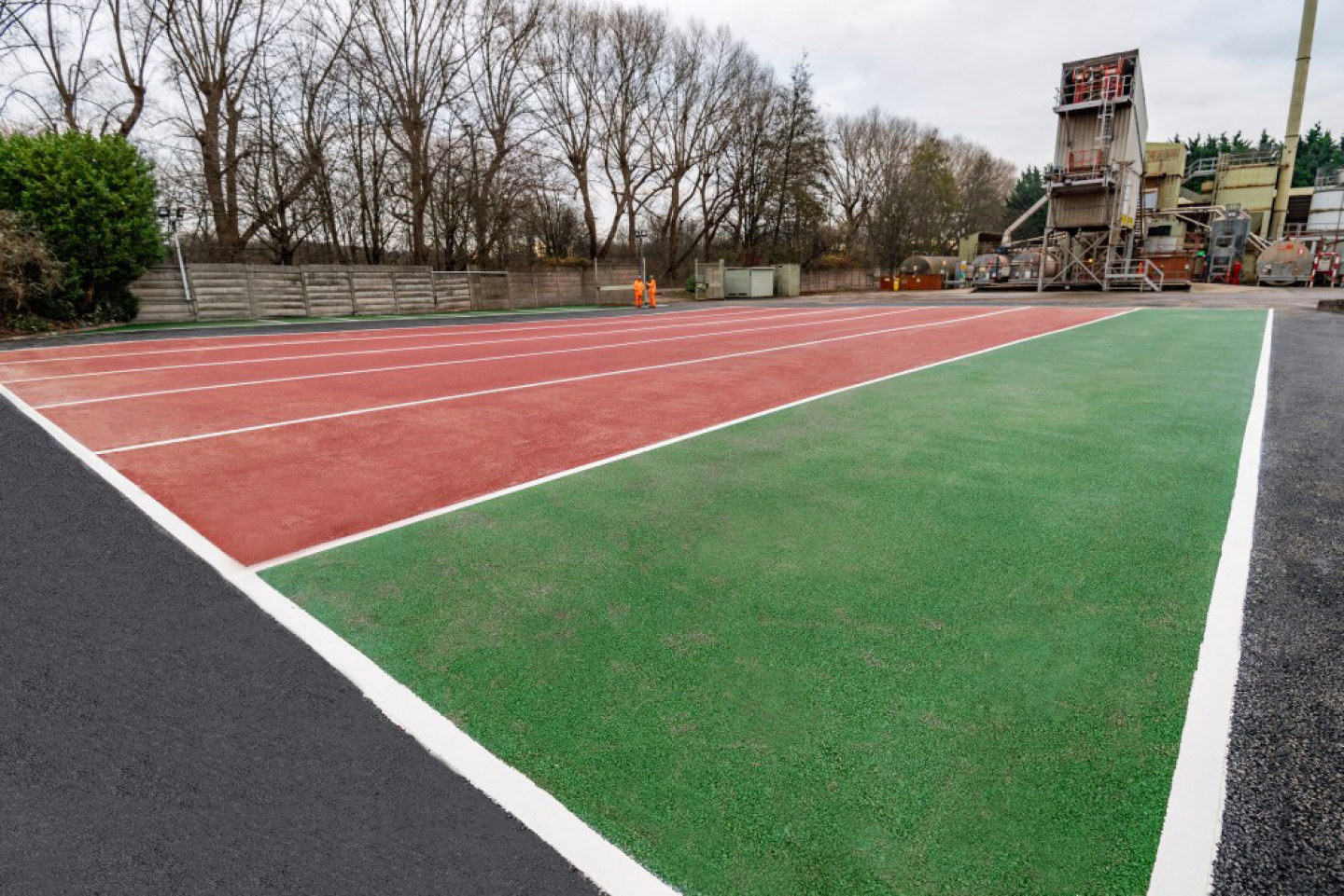 Derby Express Asphalt site with SuperColour Ultra red and green